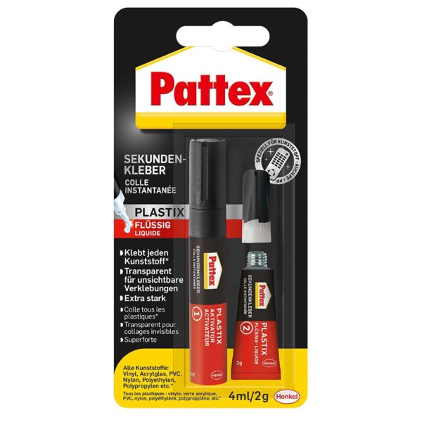 Pattex Sekundenkleber Plastix Flüssig Produktbild Blisterkarte